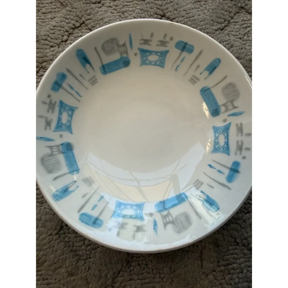 Vintage Royal China Blue Heaven Berry Bowl Atomic Retro Blue Gray